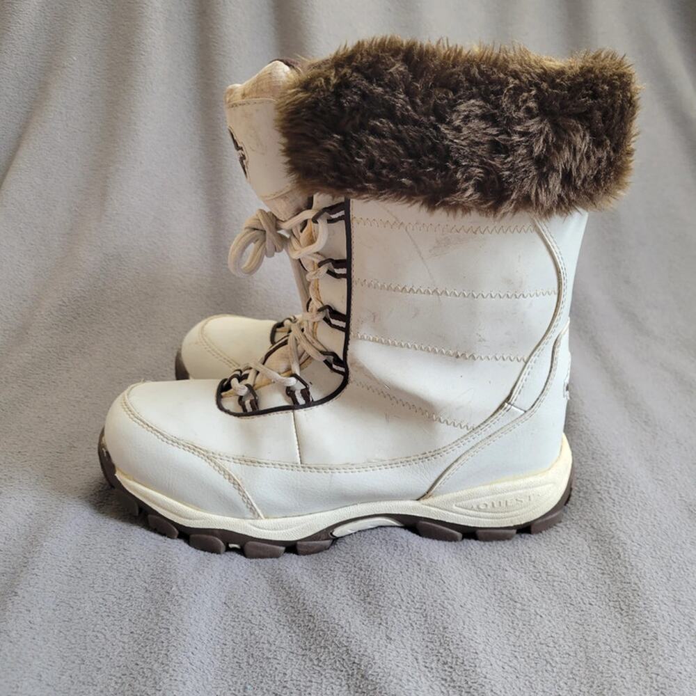 QUEST Glacier Snow Boots Womens Size 10 White Brown Thinsulate Snow Winter - Picture 3 of 12